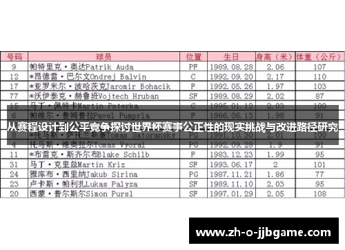 从赛程设计到公平竞争探讨世界杯赛事公正性的现实挑战与改进路径研究